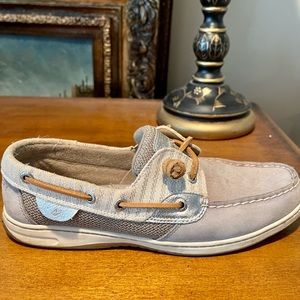 Sperry Women’s Topsider Gray Brushed Leather Boat Shoes SZ 8.5